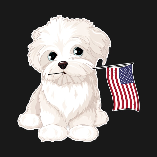 American Flag Maltese Dog Love by AdrianBalatee