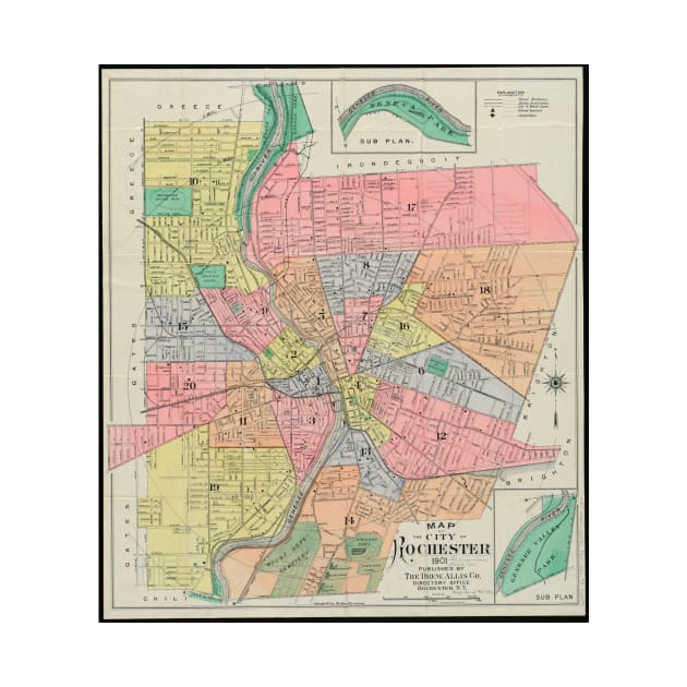 Vintage Map of Rochester NY (1901) by Bravuramedia