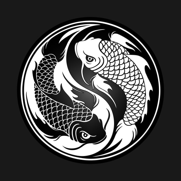 White and Black Yin Yang Koi Fish by jeffbartels