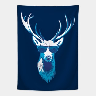 Cool Blue Stag Deer Tapestry