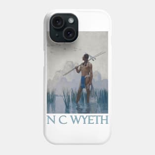 Indian Brave Fishing by N C Wyeth Phone Case