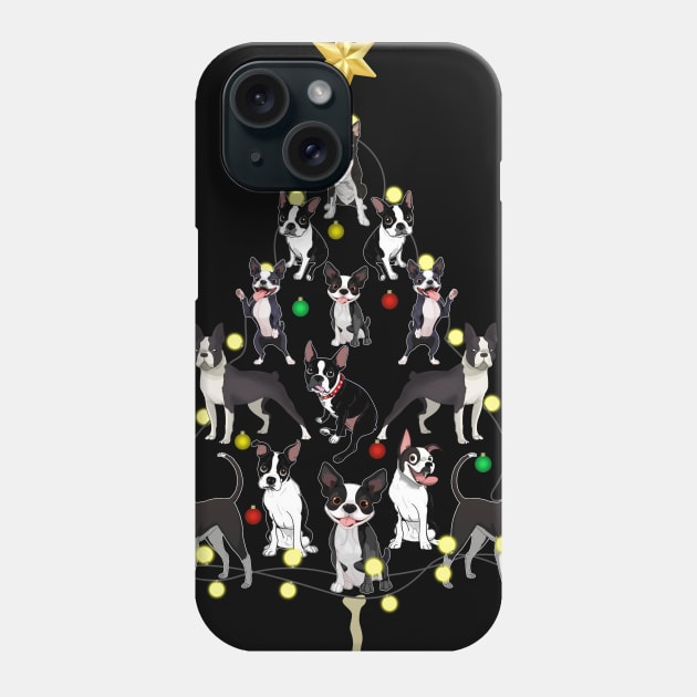 Christmas Tree Boston Terriers Phone Case by TeeWind