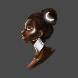 Black Woman African Moon Goddess Illustration T-Shirt