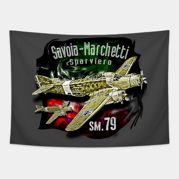 Savoia Marchetti SM79 Sparviero Tapestry by aeroloversclothing