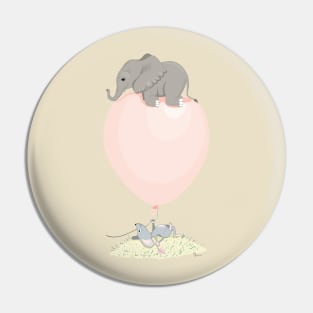 Elephant on a flying balloon Pin