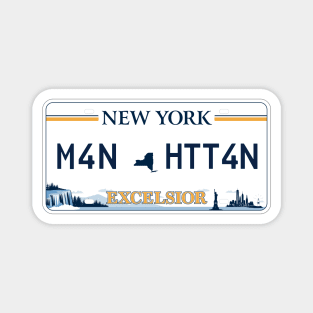 Manhattan car license plate Magnet