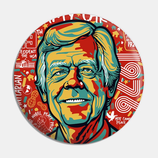 Retro Pop Art Portrait of President Jimmy Carter // Street Art Carter 1976 Pin by SLAG_Creative