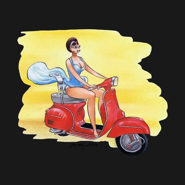 Girl On Bike With Dog by Juan Alvarez & Jorge Gomez Shop