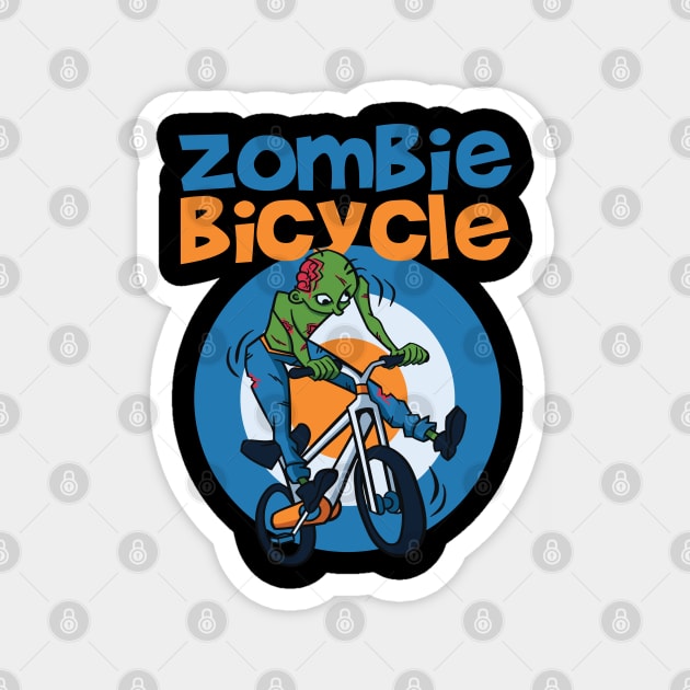 Zombie driving bicycle Magnet by Pixeldsigns