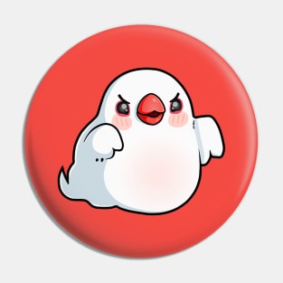 Ghost White Java Finch Bird Pin