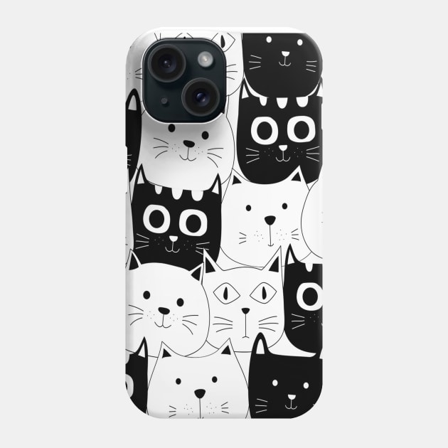 Black And White Cat Pattern Phone Case by Family shirts