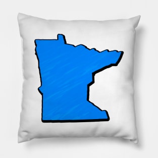 Bright Blue Minnesota Outline Pillow