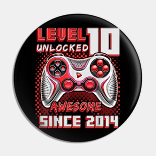 10th Birthday Gamer 10 Year Old Bday Boy Ten Son Pin