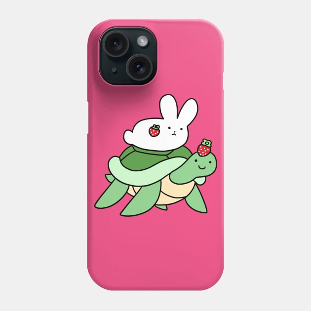 Strawberry Turtle and White Bunny Phone Case by saradaboru