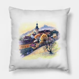 Old town of Bamberg with church and vineyard Pillow