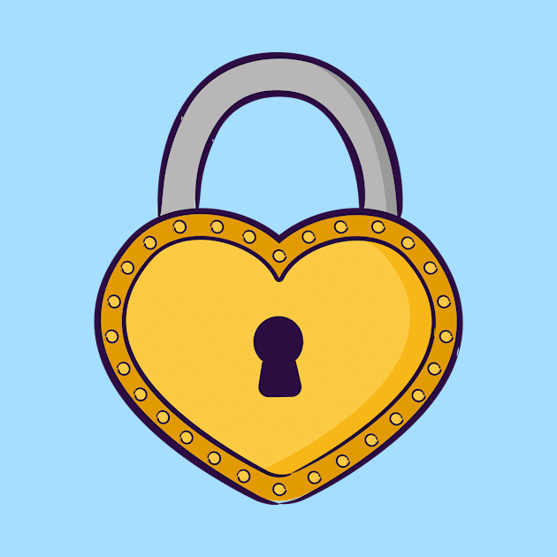 Golden heart-shaped padlock by Maria Thomazi