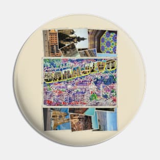 Greetings from Sarajevo in Bosnia and Herzegovina Vintage style retro souvenir Pin