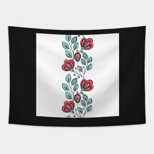 Colored Striped Pattern with Vintage Floral Motifs Tapestry