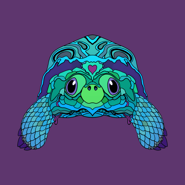 Happy Tortoise in Teal by Persnickety Dirigible