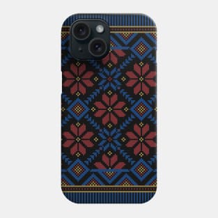 Palestinian Jordanian Traditional Tatreez Realistic Embroidery Design #6 red-blu Phone Case