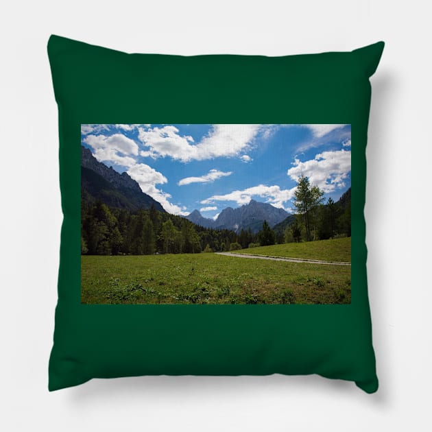 Landscape near Jasna Lake in Slovenia Pillow by jojobob