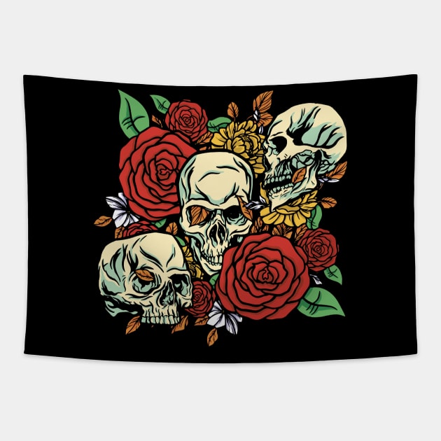 Skulls and Flowers Tapestry by LAPublicTees