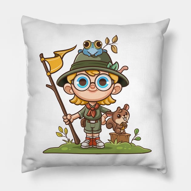 Little Scout Girl Pillow by Popon85