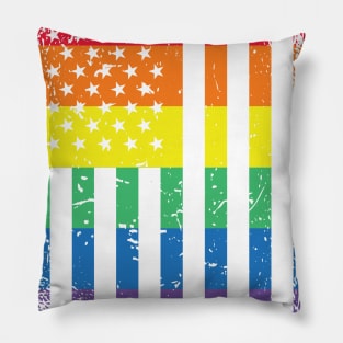 Rainbow American Flag Pillow