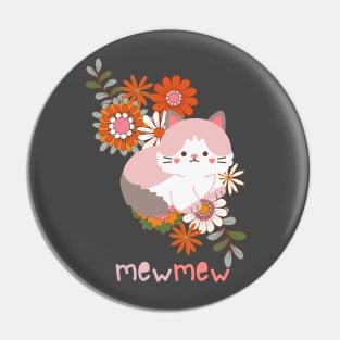 Vintage Floral Cat Pin