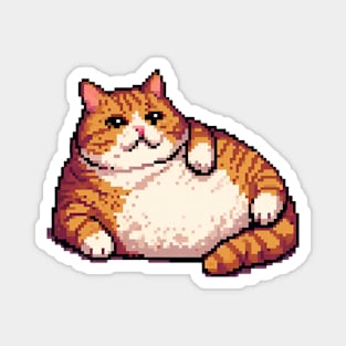 Orange fat cat meme pixel art Magnet