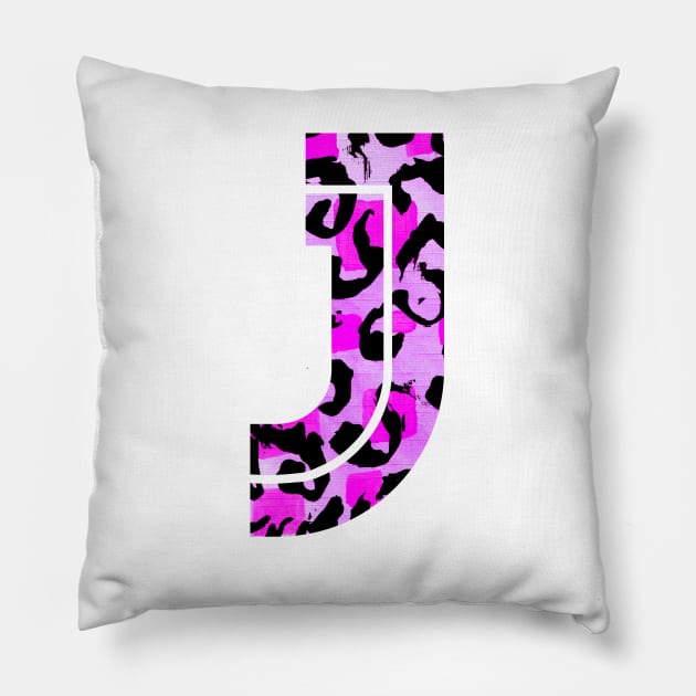 Abstract Letter J Watercolour Leopard Print Alphabet Pillow by Squeeb Creative