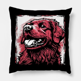 Retro Art Golden Retriever Dog Lover Pillow