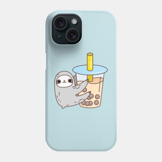 Sloth loves bubble tea Phone Case by Noristudio