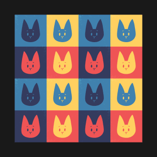 Color Block Cat Seamless Pattern T-Shirt