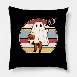 Cute Ghost boo - retro vintage design Pillow