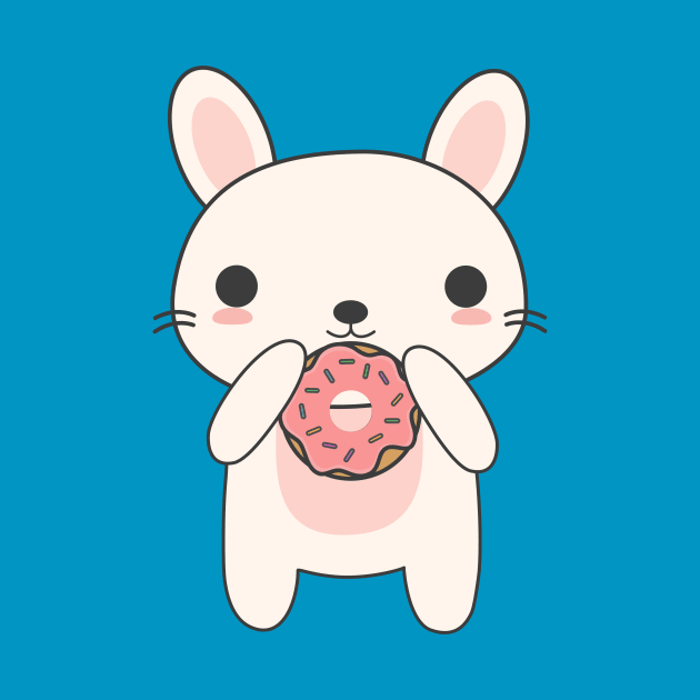 Kawaii Bunny Eating A Donut T-Shirt by happinessinatee