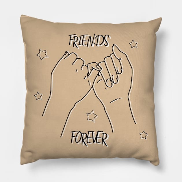 vintage pinky swear doodle star pinky promise poster i swear print hands line art printable wall art best friends forever Pillow by Modern Art