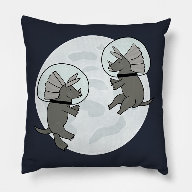 Dinosaurs on the moon Pillow by Antiope