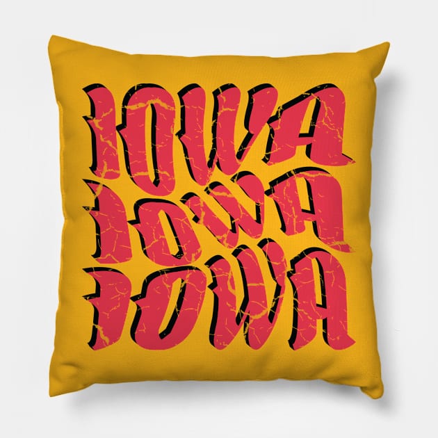 IOWA Vintage Typography Design Pillow by Trendsdk