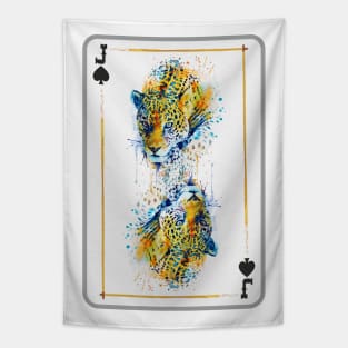 Leopard Head Jack Of Spades Playing Card Tapestry