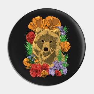 Bear + Poppies + Rosemary Pin