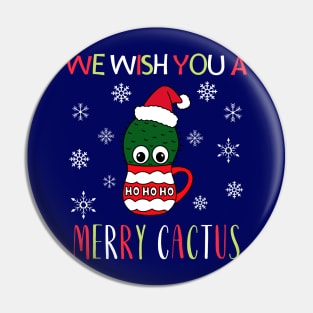 We Wish You A Merry Cactus - Small Cactus With A Santa Hat In A Christmas Mug Pin