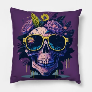 Pastel Flower Skull Pillow