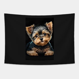 Super Cute Yorkshire Terrier Puppy Portrait Tapestry