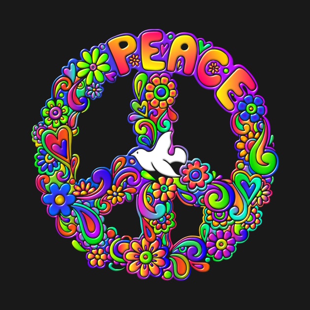 Hippie Flower Power Peace Sign by AlondraHanley