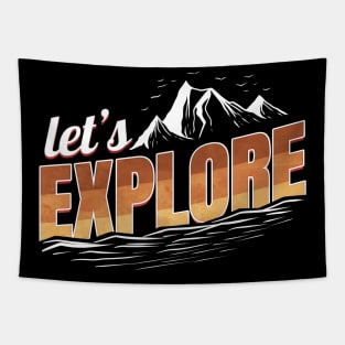 Logo Let's Explore On Camping Tapestry