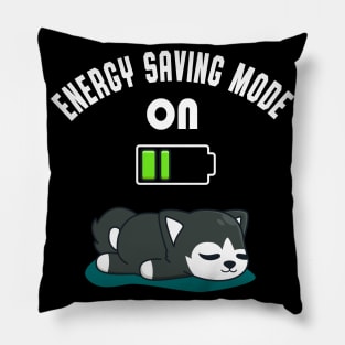 Cute Husky Battery Low Energy Tired Dog Fun Pillow