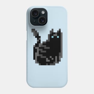 Cat Pixel Art - black teal Phone Case