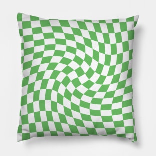 Twisted Checkerboard - Green and White Pillow