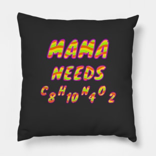 Mama Needs Caffeine Coffee Lover Slogan Pillow